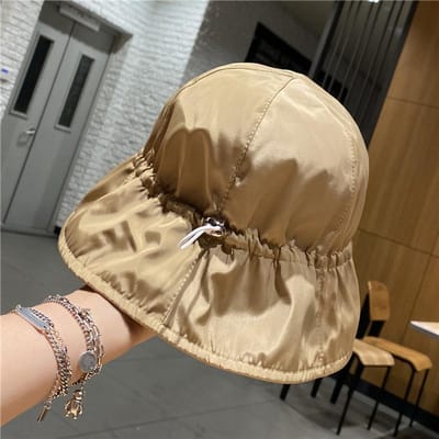 Dames Zomer Emmerhoed Sneldrogend Trekkoord Basin Hoeden Voor Meisjes Dame UV Bescherming Waterdicht Panama Pet 56-58cm beige