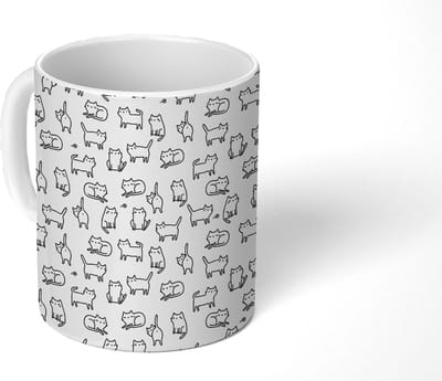 Mok - Koffiemok - Meiden - Kat - Patronen - Girl - Kids - Kinderen - Mokken - 350 ML - Beker - Koffiemokken - Theemok
