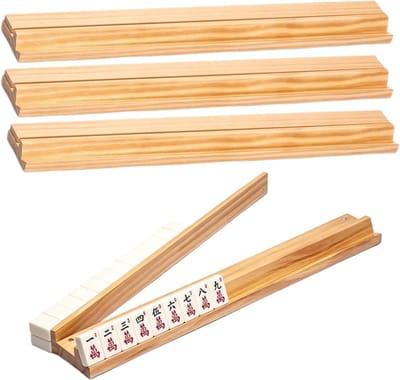 Mahjong Tegelrek - Dominosteen Houder - Spelopstelling Verbeteren - Met Geïntegreerde Schuiver - 46x6x2.5 cm - Houtkleur
