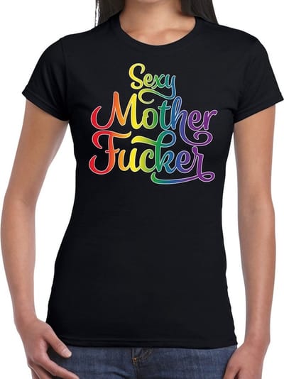 Gay pride Sexy mother fucker t-shirt - zwart regenboog shirt voor dames - Gaypride XS