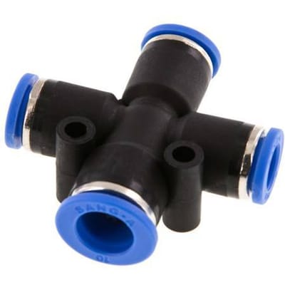 8mm x 10mm Cross PA 66 Insteekfitting 3 Aansluitingen NBR