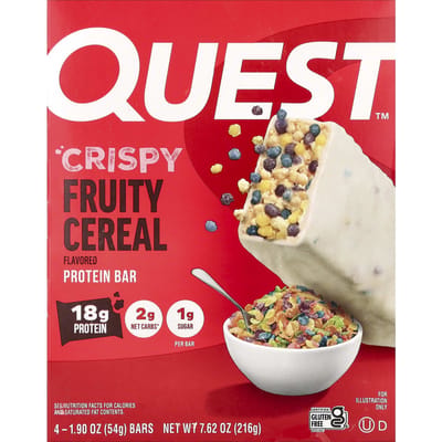 Quest Nutrition, Barre Protéinée, Céréales Croquantes Fruitées, 4 Barres, 54g (1.9oz) chaque