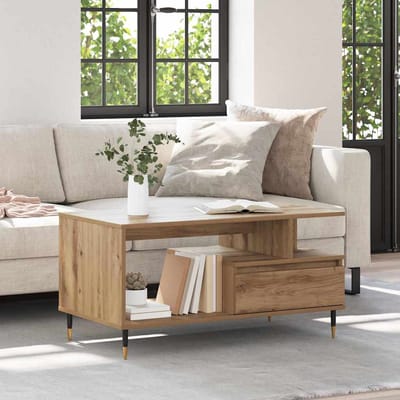 vidaXL - Salontafel - Artisan - Eiken - 90 - x - 49 - x - 45 - cm - Bewerkt - hout