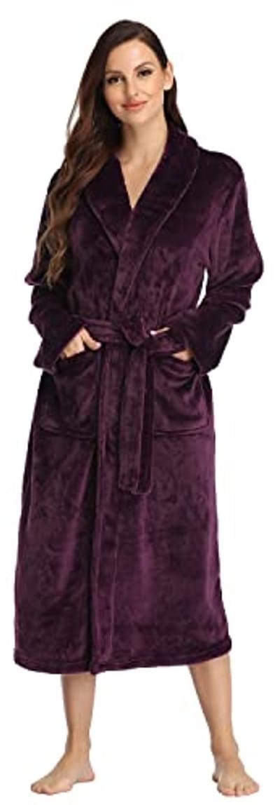 Dames Fleece Badjas | Warme Pluche Lange Nachtjapon