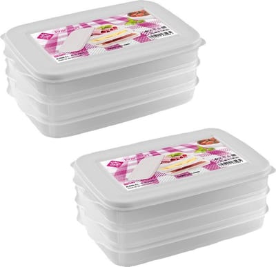 Hega Hogar Vleeswaren bewaarbakjes - 6x - transparant - 26 x 16 x 10 cm - 3 lagen - broodbeleg vershouddoos