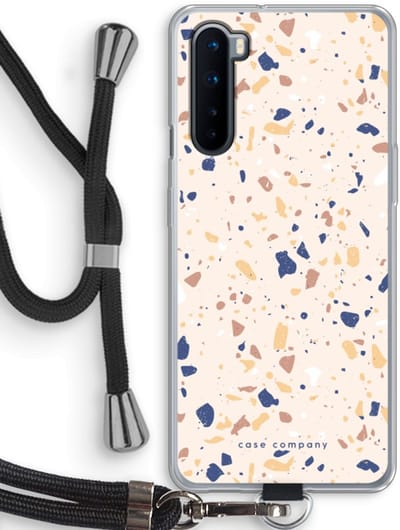 Case Company® - Hoesje met koord geschikt voor OnePlus Nord hoesje met Koord - Terrazzo N°23 - Telefoonhoesje met Zwart Koord - Bescherming aan alle Kanten en Over de Schermrand