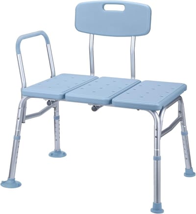 Douchekruk 85‑96,5 Cm In Hoogte Verstelbaar Douchestoel Met Rugleuning En Armleuningen Douchezitje Van Aluminium En Kunststof Antislip Badstoel Voor Volwassenen, Senioren En Zwangere Vrouwen (Blauw) NAIZY