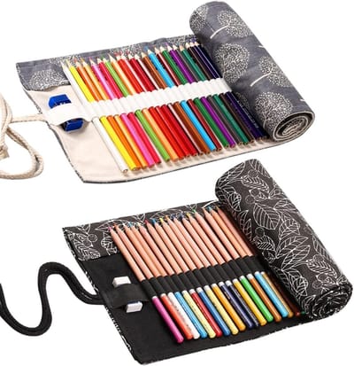 Set van 2 Rollende Pennen Etuis, 36 Gaten, Geschikt voor Kinderen, Kunstenaars, Wasbare Brush Bag voor Kleurpotloden en Waterverf Penselen, Ideaal voor School en Creatieve Activiteiten