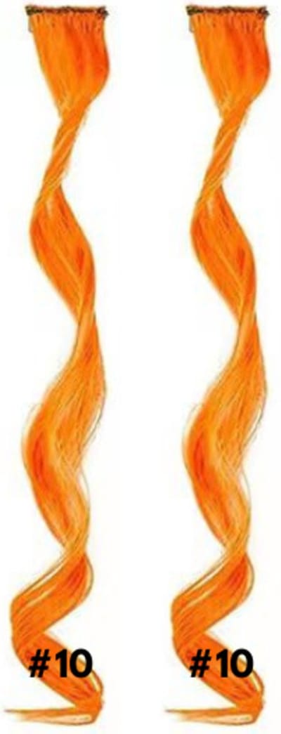 2 x Clip in Hairextension 45cm - Oranje (hard) - #10 - nephaar - Hair extension | haar extensie- carnaval haar - gekleurde extensions - extensions met clip