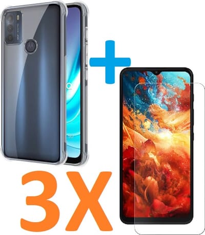 Shockproof Soft TPU hoesje Silicone Case Geschikt voor: Motorola Moto G50 met 3X Tempered glas Screen Protector