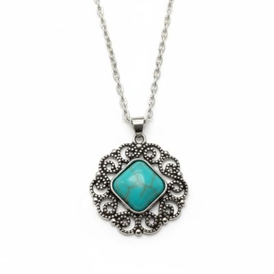 Aramat Jewels - Boho halsketting dames - Unieke turquoise steen - 40cm