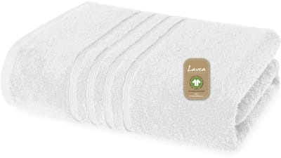 Lavea® 1 Handdoek 50x100 cm van 100% biologisch katoenen badstof, zacht en absorberend, voor thuis, hotel en spa – badhanddoek – Wit
