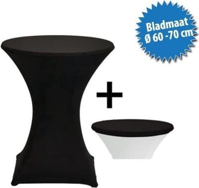 Cover Up Statafelrok Stretch - Ø60-70cm - Incl. Topcover - Zwart