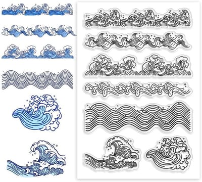 Waves Clear Stamp in Ocean Style voor Kaarten Maken, DIY Scrapbooking en Foto Album Decoratie