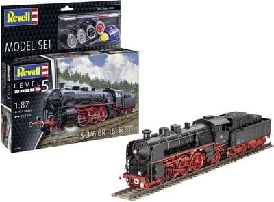Revell Modelbouwpakket Militaire voertuigen - 62168 Express locomotive S3/6 BR18(5) with Tender 2-2-T - Model Set Plastic - 1:87 - Modelbouw