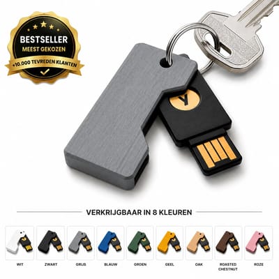 Beschermhoes Geschikt voor YubiKey USB Security Key – Flip Cover Sleutelhanger Case – Compacte Beveiligingssleutel Houder – Krasbestendige Cover – Grijs