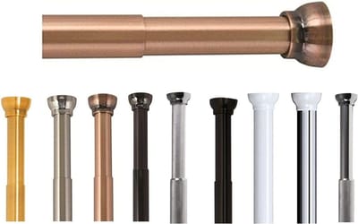 Famanu - Aluminium douchegordijnstang koperbruin 75-125 cm, uitschuifbaar zonder boren