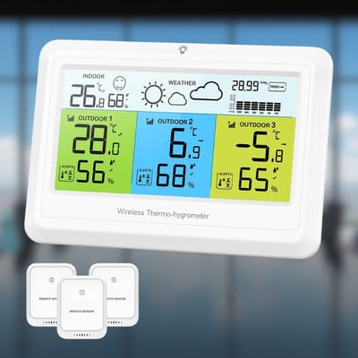 CRLYN® Weerstation Binnen en Buiten - Hygrometer Draadloos - Luchtvochtigheidsmeter