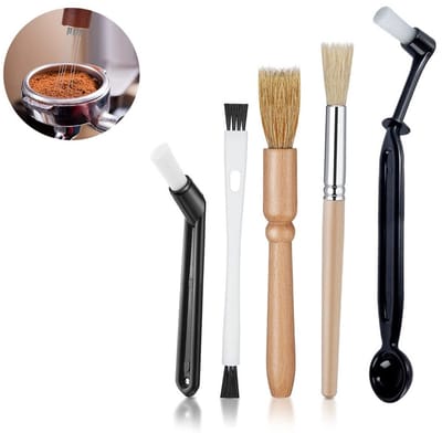 5 Delige Koffiemachine Reinigingsset - Schoonmaakborstels voor koffiemachine - Nylon Borstels - Houten Borstels - Reinigingsborstel voor koffiezetapparaat - LOUZIR