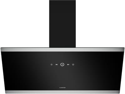Klarstein Afzuigkap FlashLine – 90 cm Schuine Afzuigkap, Touchscreen, 524 m³/u, A++ Energieklasse, LED-Verlichting, 34,5 dB, Zwart, Afvoer- en Recirculatiebedrijf - 100W - voor Keuken - Koolstoffilter Vetfilter Stil - Dampkap