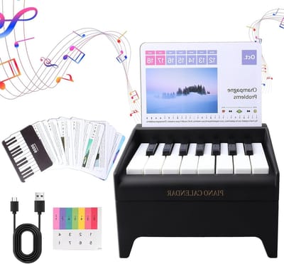 Piano Kalender 2026 met 26 Kaarten en 52 Speelbare Muziekstukken, Oplaadbare Bureau Piano, USB Mini Piano voor Verjaardagen en Huisdecoratie