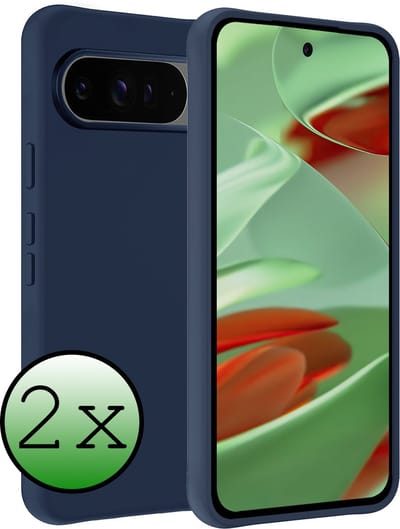 Hoesje 2 Stuks - Geschikt voor Google Pixel 10 Pro - Sterk & Shockproof - Case Siliconen - Back Cover - Telefoon Hoes - Donkerblauw