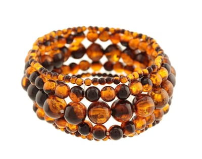 Behave Elastisch parel armband dames - bruin