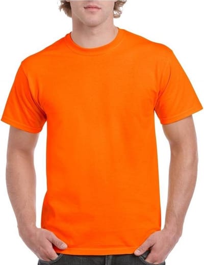 Set van 2x stuks fel oranje basic shirt voor volwassenen - 100% katoen, maat: S