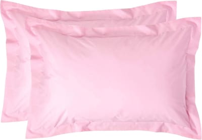 Homescapes Kussensloop 50x75 cm met Rand (Oxford) Set van 2 – Roze – 100% Egyptisch Perkal Katoen – 200 TC