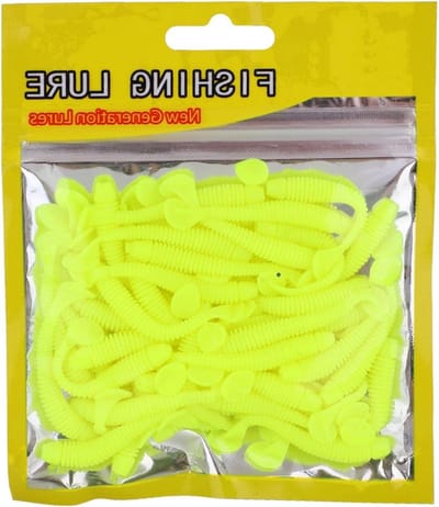 Zachte Vis Lures - Kunstaas Worm Aas - Vissen Vangen - Enkele T-staart Design - 50 stuks 5 cm - Geel