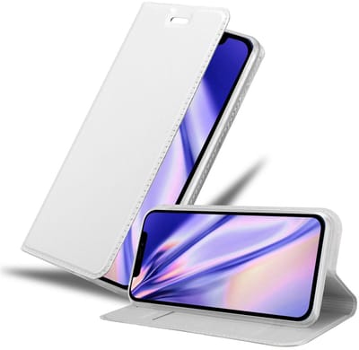 Cadorabo Hoesje geschikt voor Apple iPhone 12 MINI in CLASSY ZILVER - Beschermhoes met magnetische sluiting, standfunctie en kaartvakje Book Case Cover Etui