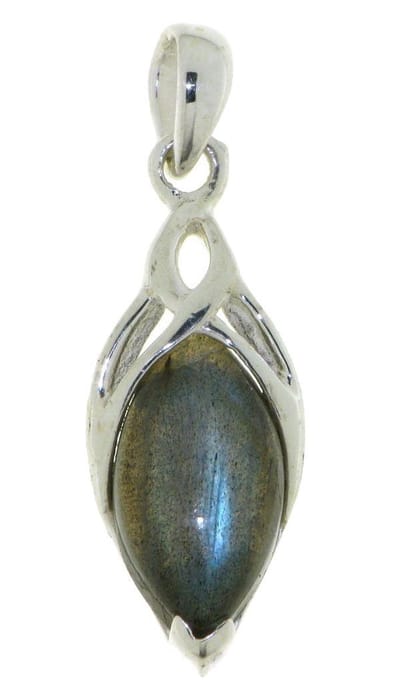 SilverGems Zilveren hanger met marquise cabouchon geslepen Labradoriet edelsteen