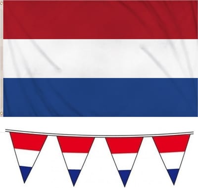 Henbrandt - Nederlandse vlaggen set - vlag 90 x 150 cm/vlaggenlijn 10 meter