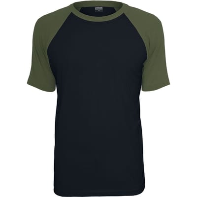 Urban Classics Raglan Contrast Tee Heren T-shirt - zwart/olijf - M