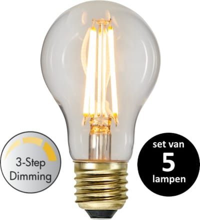 3 standen led lamp - 6.5W = E27 - 2100K - set van 5
