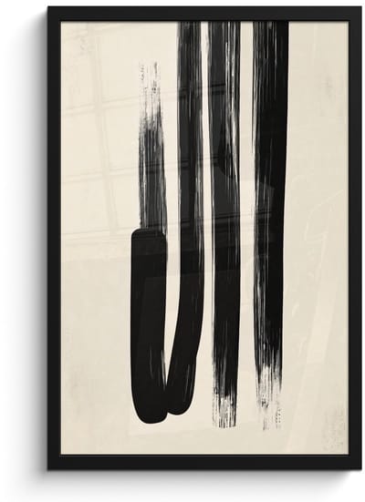 Poster in lijst - Fotolijst 40x60 cm - Posters - Penseelstreken - Verticaal - Zwart - Posterlijst zwart - Decoratie - Wanddecoratie woonkamer - Muurdecoratie slaapkamer