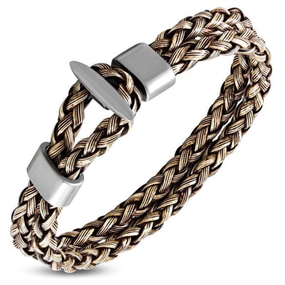 Montebello Armband Mare D - Leer - 316L Staal - Anker - 10mm - 21cm