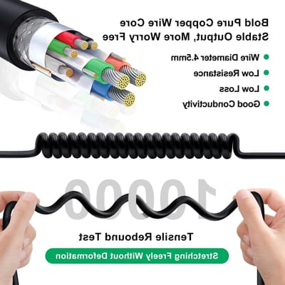 Spiraalkabel USB 3.0 Type A naar Type B voor printers - Hoge snelheid 5Gbps, 0.3-0.8m, compatibel met Dell, HP, Canon, Xerox, Brother, Samsung