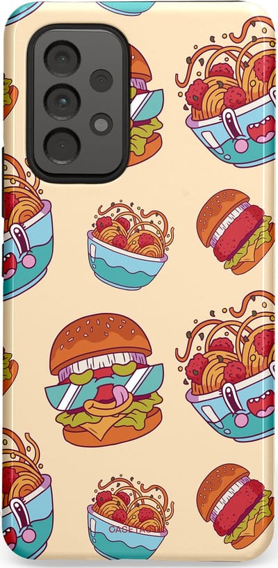 Casetastic Hoesje Geschikt voor Samsung A53 - Stijlvolle Beschermende Duo-layer Case - Cartoon Hamburgers
