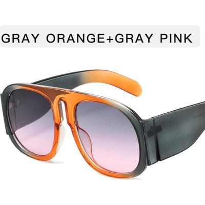 Lunettes de Soleil Surdimensionnées Unisexe Tendance Grand Visage Femmes Hommes Designer Rétro Jambe Épaisse Plage Voyage Pare-Soleil