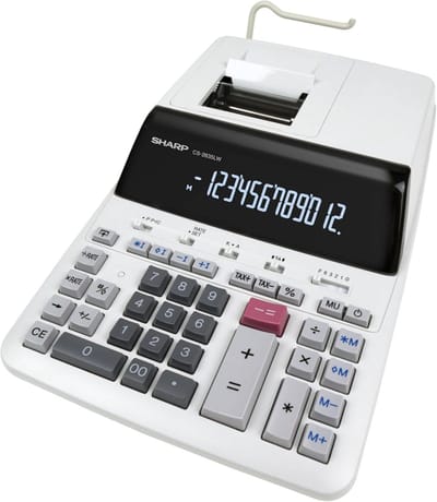 Printrekenmachine Desktop - Zakencalculator Professioneel - Snel Berekeningen - 12 Cijfer Display - 30 x 22 cm - Zwart Grijs