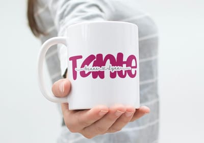 Hip met Pit Creaties - Mok "Tante" Gepersonaliseerd met Namen Neefje/Nichtje - 300ml Koffiemok - Vaatwasbestendig - Verjaardag Communie - Namen via Mail