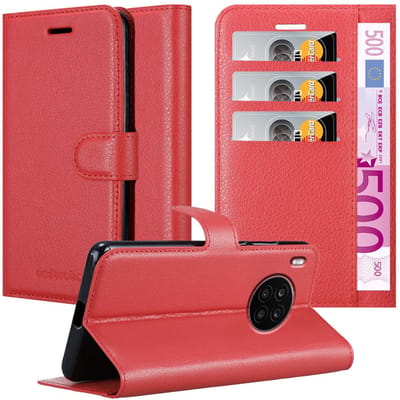 Cadorabo Hoesje geschikt voor Honor 50 LITE in KARMIJN ROOD - Beschermhoes met magnetische sluiting, standfunctie en kaartvakje Book Case Cover Etui