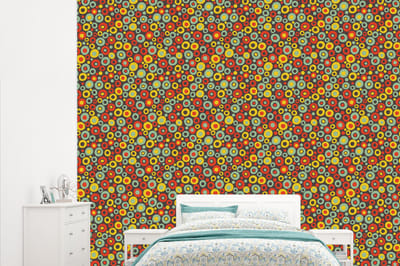 Behang - Fotobehang Patroon - Jaren 70 - Retro - Bubbel - Breedte 315 cm x hoogte 260 cm
