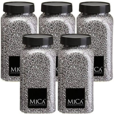 Mica Decorations decoratie stenen/granulaat - 5x - 650ml - zilver - hobby steentjes