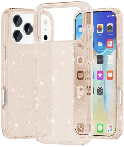 Coverup Hoesje - Geschikt voor iPhone 17 Pro Hoesje - Coverup Glitter TPU Back Cover - Goud