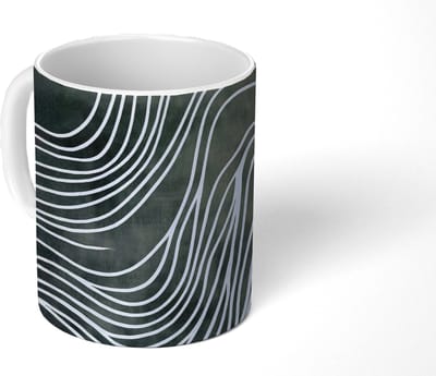 Mok - Koffiemok - Lijnen - Patroon - Abstract - Wit - Mokken - 350 ML - Beker - Koffiemokken - Theemok