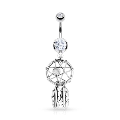 Navelpiercing dreamcatcher - zilver wit - LMPiercings