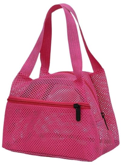 VHV-Mesh Handtas voor Dames - Stijlvolle Organizer met Meerdere Vakken - Draagbare Make-up Tas voor Fitness Bad en Strand - Roze