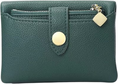 Modieuze Dames Portemonnee – Draagbare Dubbele Vouw, Korte Multifunctionele Geldtas voor Munten, Kaarten, Contant Geld en Kleine Accessoires - Groen